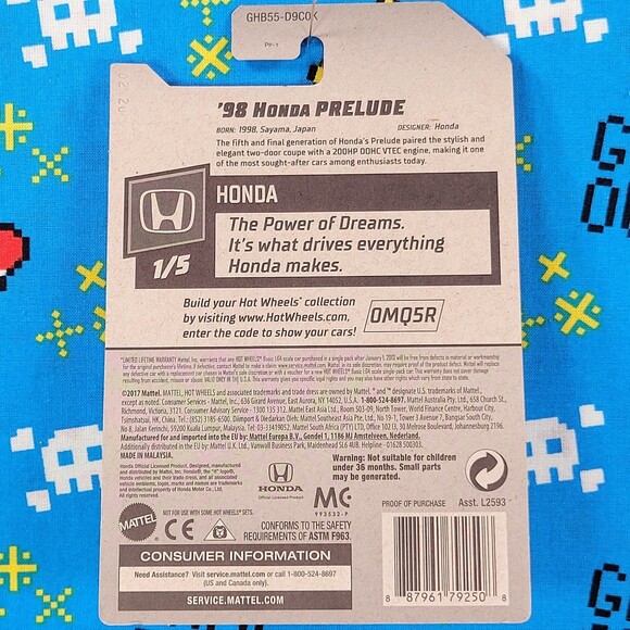 Hot Wheels '98 Honda Prelude 2020 1/5 166/250 1:64 NOC - Picture 2 of 6